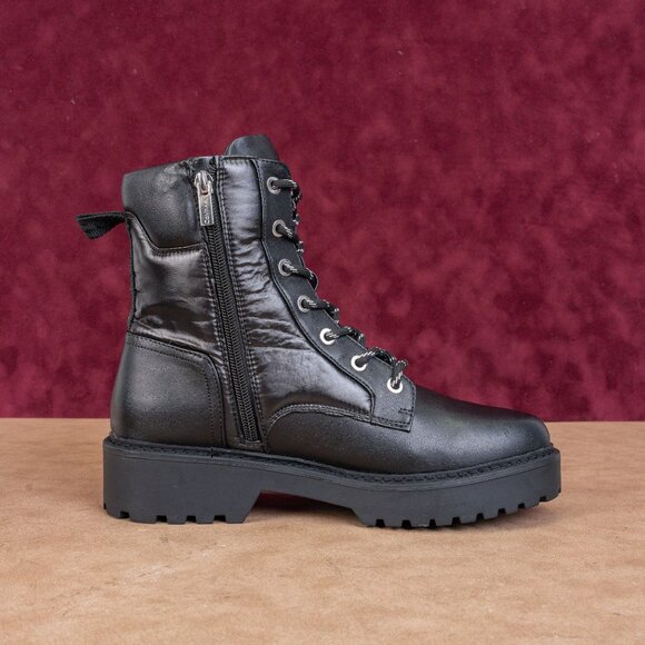 Calvin Klein Women Sallon Black Faux Leather Combat zip Ankle Boots sz 8 - Picture 9 of 9